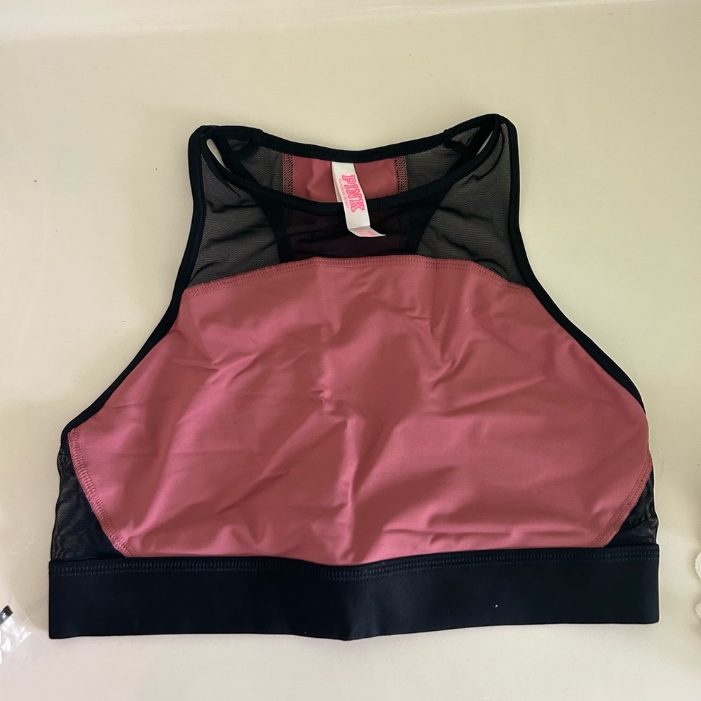 Victoria’s Secret pink high neck racer back sports bra